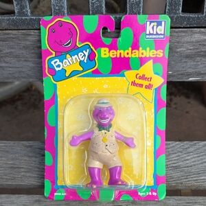Vintage 1990's Collectible Barney The Dinosaur Bendables Figure By Kid Dimension